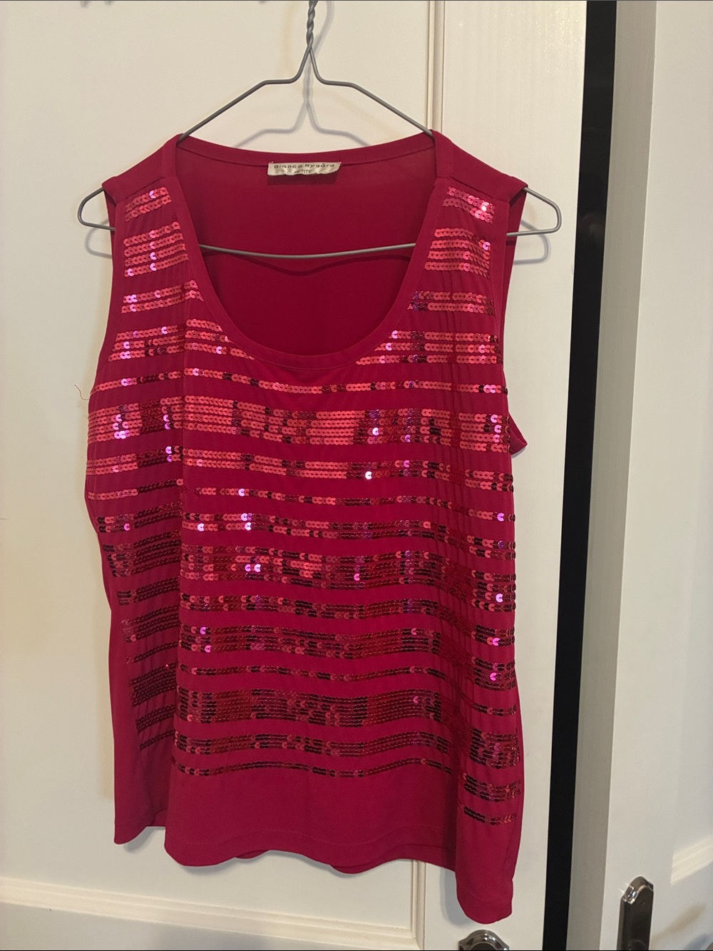 Women's Hot Pink Sequin Tank Top👵MT